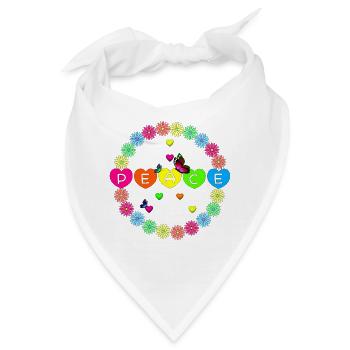 Farbkreis des Friedens Peace Flower Power - Bandana - Weiß - Vorne