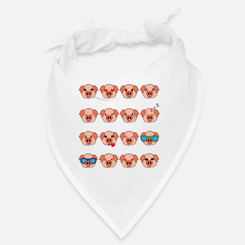 Mignon cochon rose humeur différente émoticône Bandana