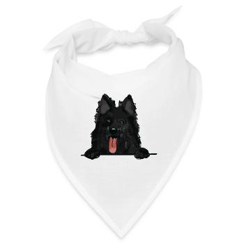 Schwarzer norwegischer Elchhundhund für Peeking Dog Liebhaber - Bandana - Weiß - Vorne
