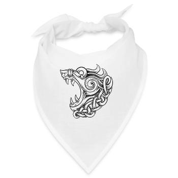 Fenrir Wikinger dotwork Tattoo - Bandana - Weiß - Vorne