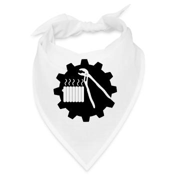 Teamwork Heizungsmechaniker Logo im Getriebe - Bandana - Weiß - Vorne