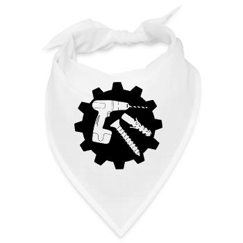 Teamwork Bohrschraube und Plug Logo - Bandana - Weiß - Vorne