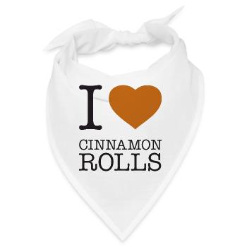 I LOVE CINNAMON ROLLS Zimtrollen Fika - Bandana - Weiß - Vorne