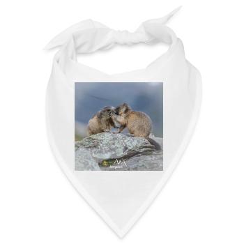 Murmeltier mit Jungtier 3 - Familie und Natur - Bandana - Weiß - Vorne