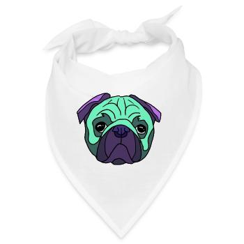 Mint Pug Kopf PopArt mobs  - Bandana - Weiß - Vorne