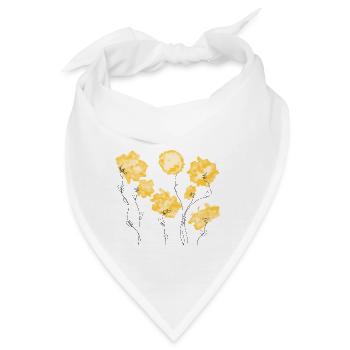 Gelbe Blumen - Bandana - Weiß - Vorne