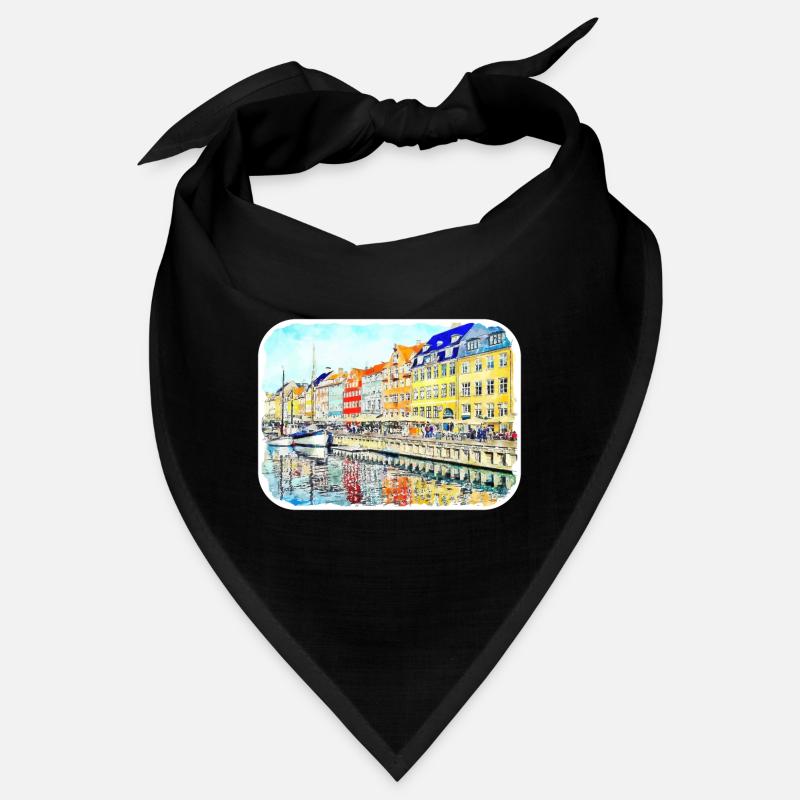 Copenhague Danemark Aquarelle Esquisse Dessinée Paintin Bandana
