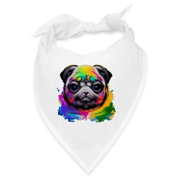 Mops in Farbe - Bandana - Weiß - Vorne