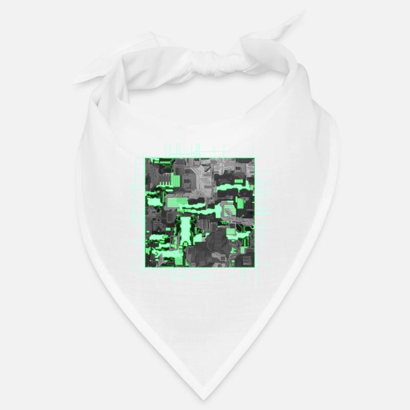 Carte mère stylisée verte - Bandana - blanc