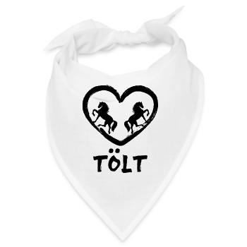 Tölt Pferde Islandpferde Pferdeliebe Herz Spruch - Bandana - Weiß - Vorne