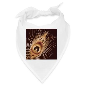 von Hand gezeichnete goldfarbene Pfauenfeder - Bandana - Weiß - Vorne