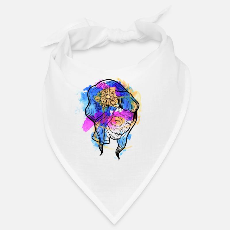 Une belle et drôle aquarelle Calavera Design Bandana
