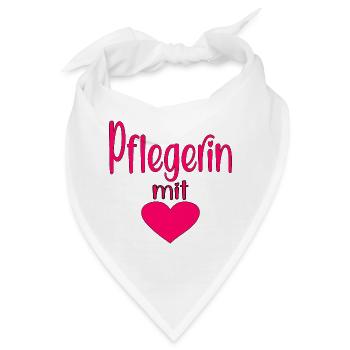 Pflegerin - Herz Symbol - Pflegefachfrau - DANKE - Bandana - Weiß - Vorne