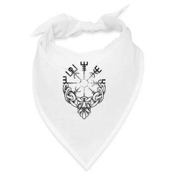 Wikinger Zeichnung Dotwork Tattoo Stil - Bandana - Weiß - Vorne