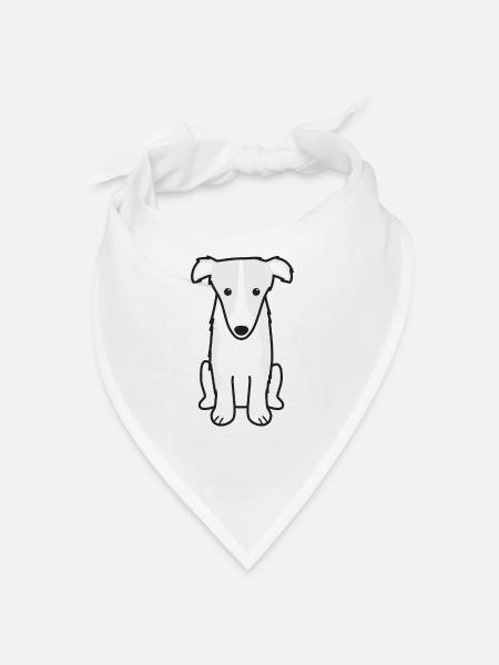 Borzoi Dog Cartoon Kawaii Illustration - Bandana - blanc - Devant