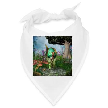 Kleine Fee mit ihrer Katze - Bandana - Weiß - Vorne