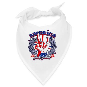 Ein Schönes Amerika, Fuck Yeah! mit US Flaggen - Bandana - Weiß - Vorne