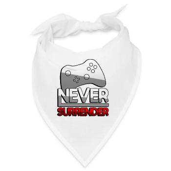 NEVER SURRENDER (Rot) + Controller - Gaming - Bandana - Weiß - Vorne