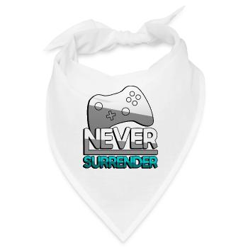 NEVER SURRENDER (Türkis) + Controller - Gaming - Bandana - Weiß - Vorne