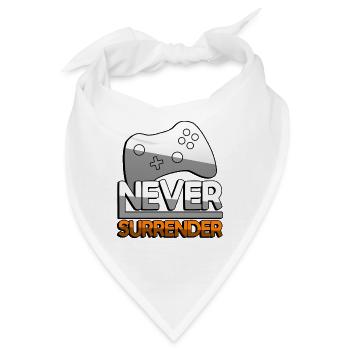NEVER SURRENDER (Orange) + Controller - Gaming - Bandana - Weiß - Vorne