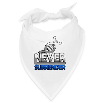 NEVER SURRENDER (Blau) + DNA - Gaming - Bandana - Weiß - Vorne