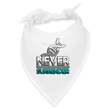 NEVER SURRENDER (Türkis) + DNA - Gaming - Bandana - Weiß - Vorne