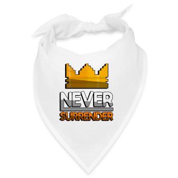 NEVER SURRENDER (Orange) + King Crown - Gaming - Bandana - Weiß - Vorne