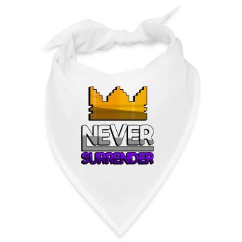 NEVER SURRENDER (Lila) + King Crown - Gaming - Bandana - Weiß - Vorne