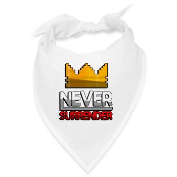 NEVER SURRENDER (Rot) + King Crown - Gaming - Bandana - Weiß - Vorne