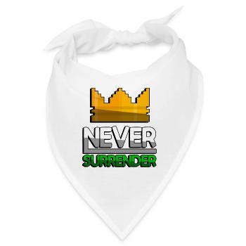NEVER SURRENDER (Grün) + King Crown - Gaming - Bandana - Weiß - Vorne