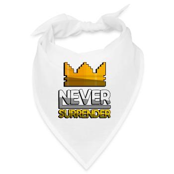 NEVER SURRENDER (Gelb) + King Crown - Gaming - Bandana - Weiß - Vorne