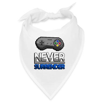 NEVER SURRENDER (Blau) + SNES Controller - Gaming - Bandana - Weiß - Vorne