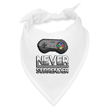 NEVER SURRENDER (Weiß) + SNES Controller - Gaming - Bandana - Weiß - Vorne