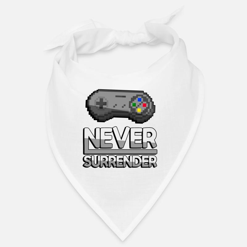 NEVER SURRENDER (Weiß) + SNES Controller - Gaming Bandana