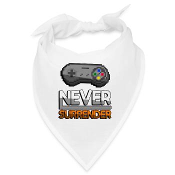 NEVER SURRENDER (Orange)+ SNES Controller - Gaming - Bandana - Weiß - Vorne