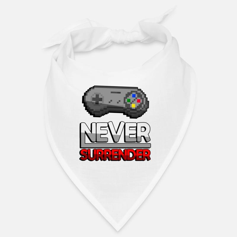 NEVER SURRENDER (Rot) + SNES Controller - Gaming Bandana