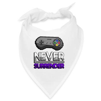 NEVER SURRENDER (Lila) + SNES Controller - Gaming - Bandana - Weiß - Vorne