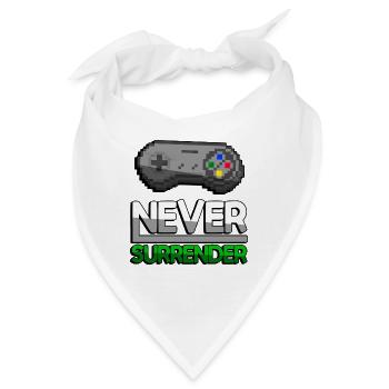 NEVER SURRENDER (Grün) + SNES Controller - Gaming - Bandana - Weiß - Vorne