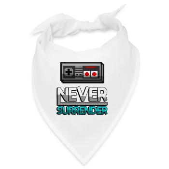 NEVER SURRENDER (Türkis) + NES Controller - Gaming - Bandana - Weiß - Vorne