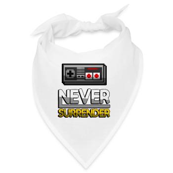 NEVER SURRENDER (Gelb) + NES Controller - Gaming - Bandana - Weiß - Vorne