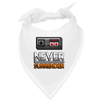 NEVER SURRENDER (Orange) + NES Controller - Gaming - Bandana - Weiß - Vorne