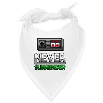 NEVER SURRENDER (Grün) + NES Controller - Gaming - Bandana - Weiß - Vorne
