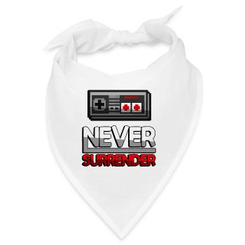 NEVER SURRENDER (Rot) + NES Controller - Gaming - Bandana - Weiß - Vorne