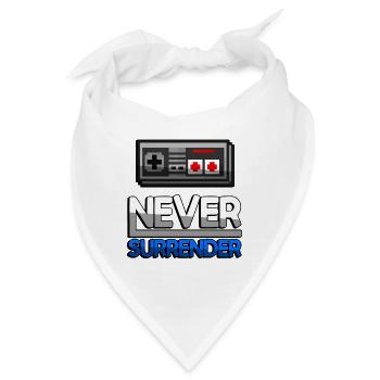 NEVER SURRENDER (Blau) + NES Controller - Gaming - Bandana - Weiß - Vorne