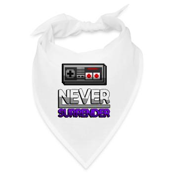 NEVER SURRENDER (Lila) + NES Controller - Gaming - Bandana - Weiß - Vorne