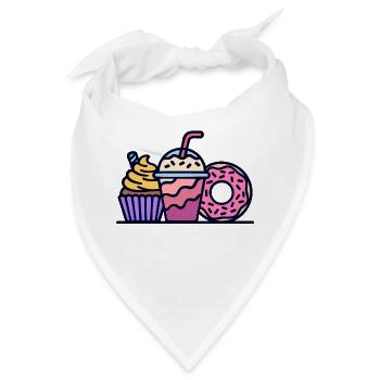 Süßigkeiten Cupcake Donut Naschen Naschkatzen - Bandana - Weiß - Vorne