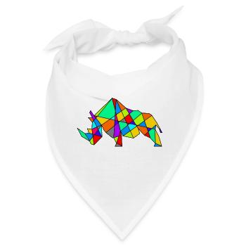 Geometrisches Kamel Puzzle Neonfarben - Bandana - Weiß - Vorne