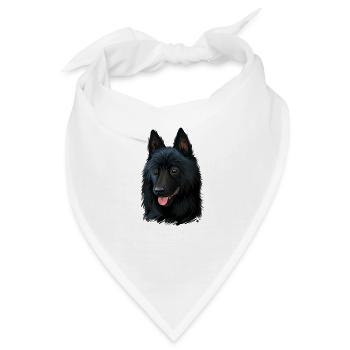 Schipperke Hund Aquarell Illustration - Bandana - Weiß - Vorne