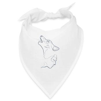 Menschliches Gesicht und Wolfskopf blaue Linie - Bandana - Weiß - Vorne