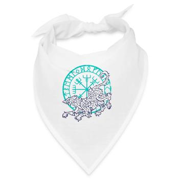 Nordisches Design Fenrir und Vegvisir - Bandana - Weiß - Vorne